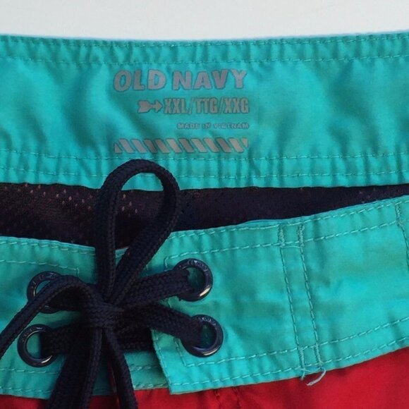 Old Navy Board Shorts Men's size XXL Swim Trunks Bathing Suit Red Aqua - Picture 5 of 5